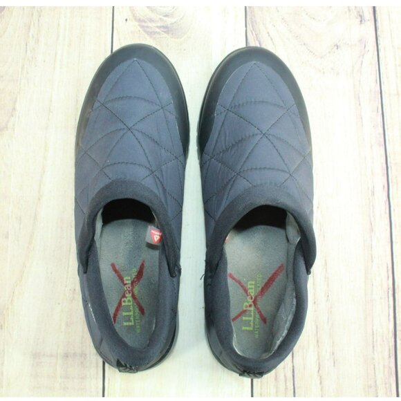 LL Bean Ultralight Black Nylon Insulated Waterproof Quilted Ankle Shoes Size 9 M - Picture 7 of 10